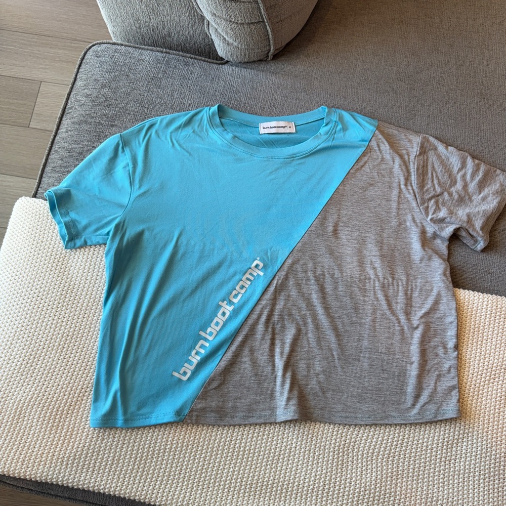 Burn Boot Camp  Two-Tone Blue & Gray Tee